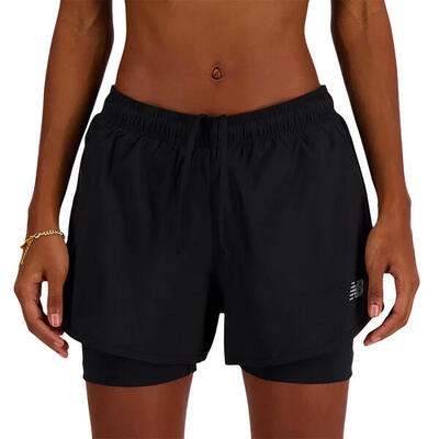 Dames hardloopshort new balance essential 2-in-1 zwart