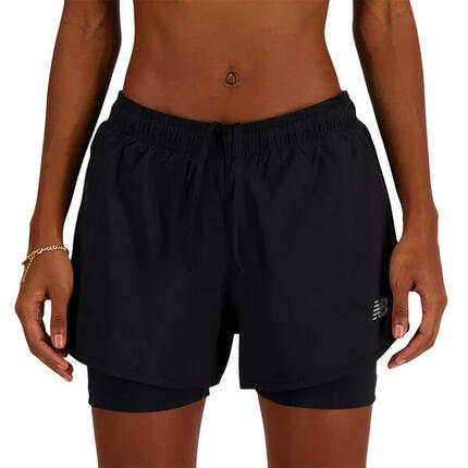Short de running Femme New Balance Essential 2-en-1 Noir