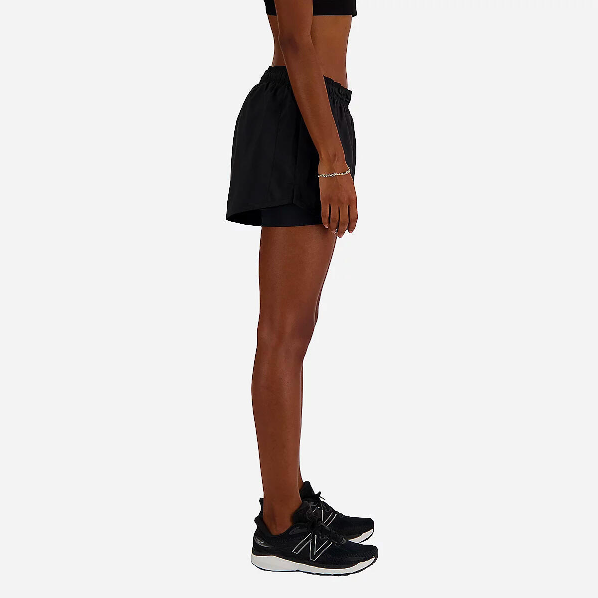 Short de corrida mulher New Balance Essential 2 em 1 Preto 5/7
