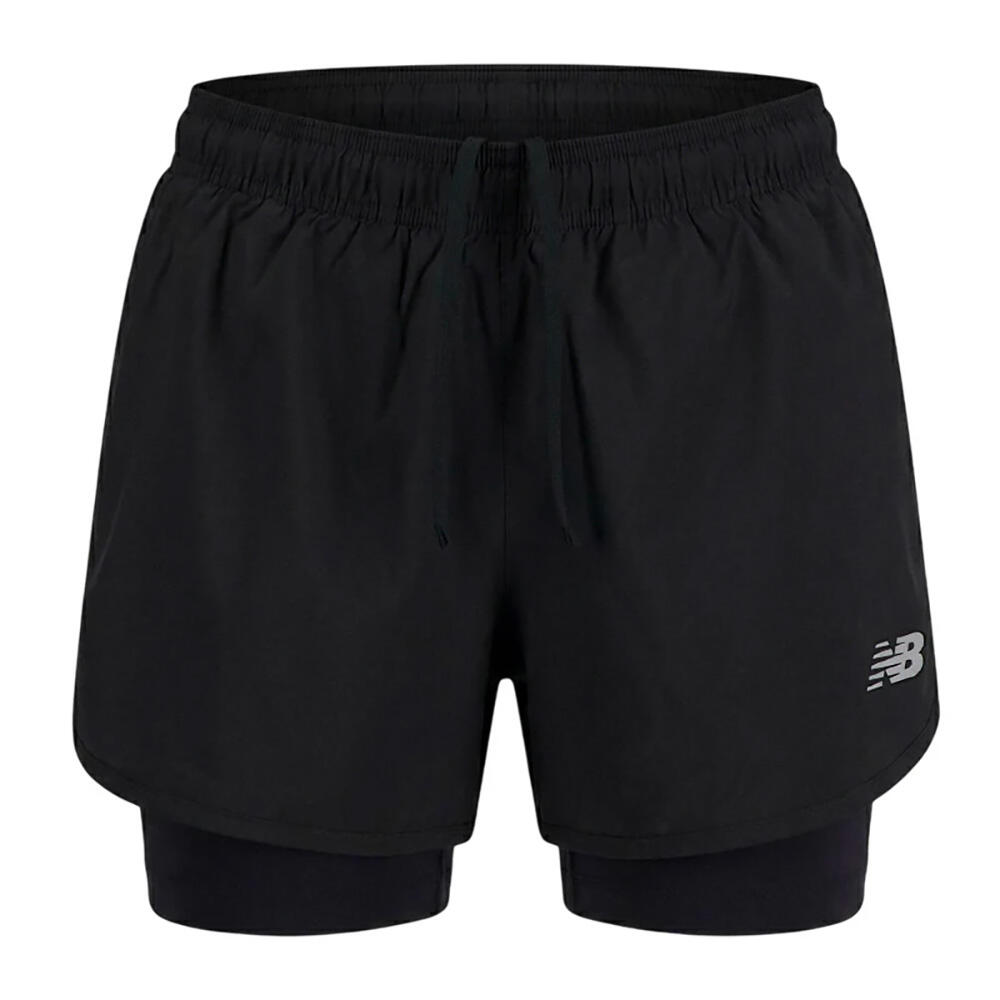 Short de corrida mulher New Balance Essential 2 em 1 Preto 3/7