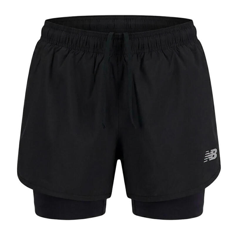 Pantaloni scurți de alergare femei New Balance Essential 2 în 1 Negru