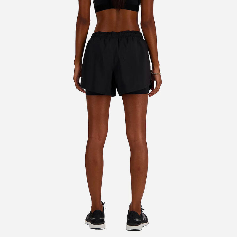 Pantaloni scurți de alergare femei New Balance Essential 2 în 1 Negru