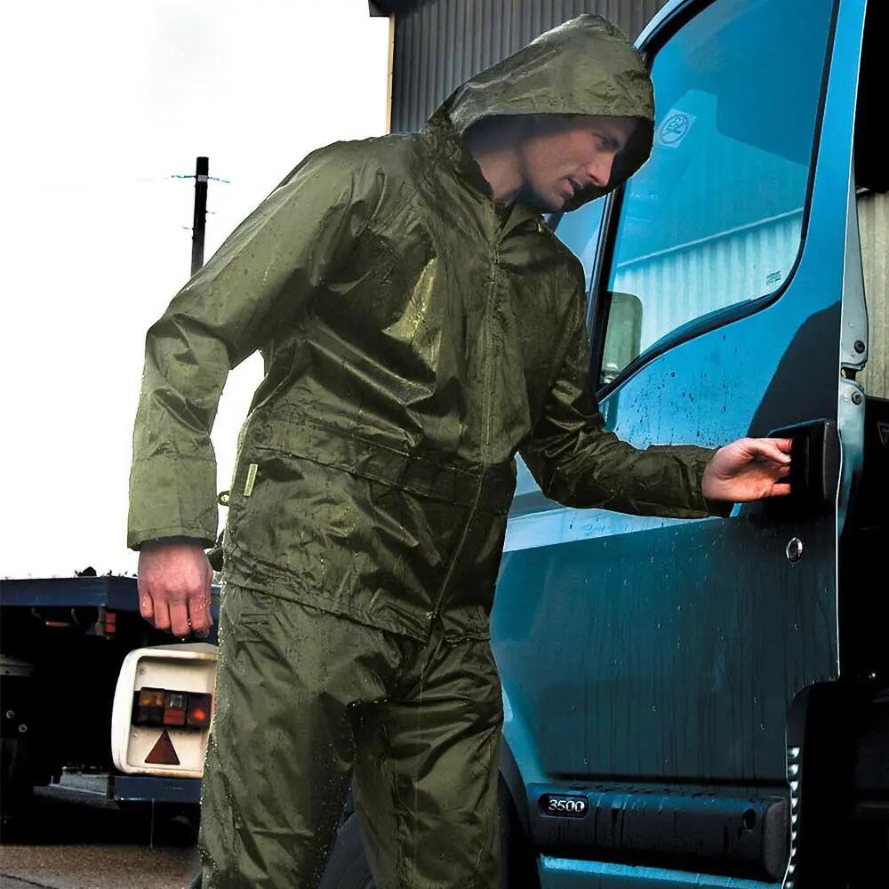 Mens Heavyweight Waterproof Rain Suit (Jacket & Trouser Suit) (Olive)