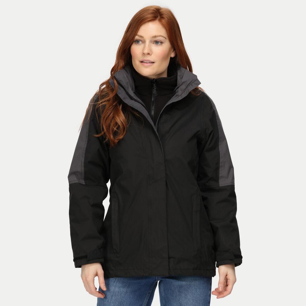 Womens/Ladies 3 in 1 Waterproof Jacket (Black/Sealgrey)
