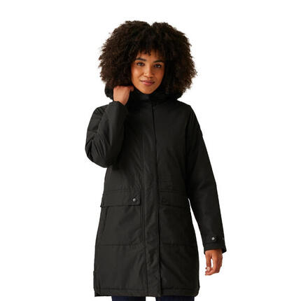 Parka Motif/style Bord Duveteux Femme (Noir)