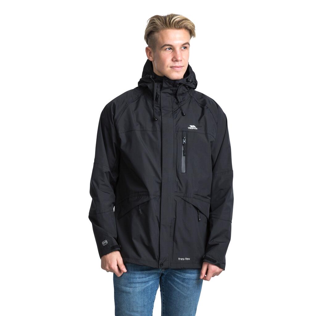 Mens Corvo Hooded Full Zip Waterproof Jacket/Coat (Black)