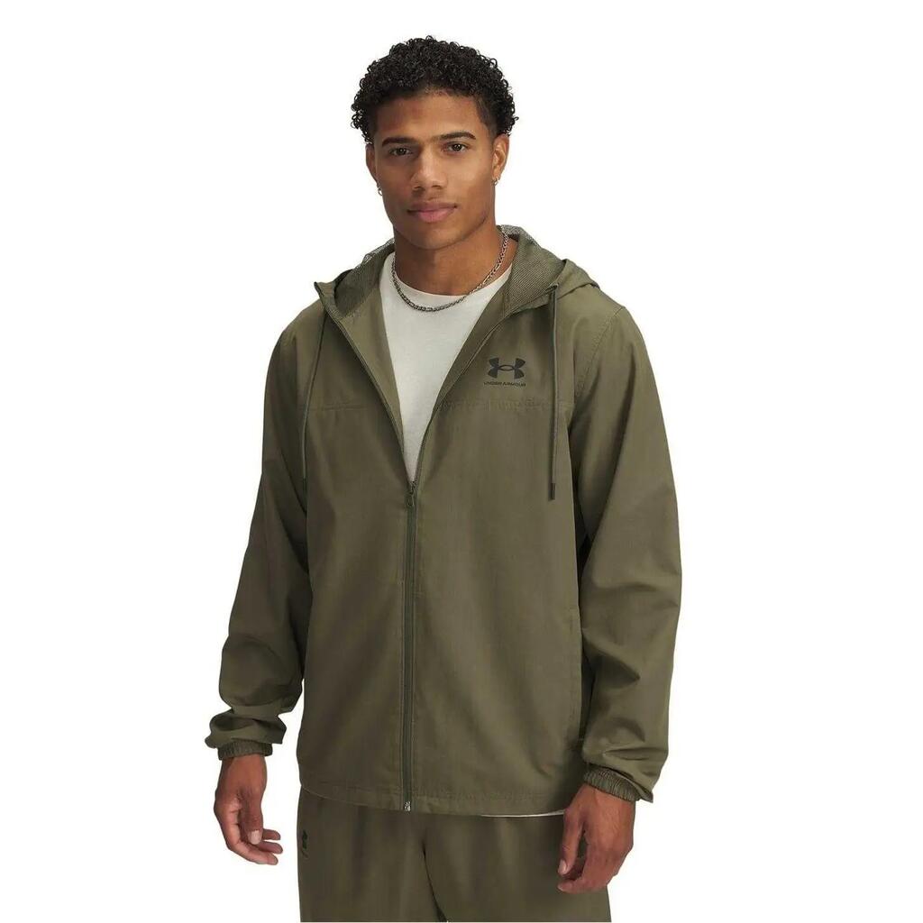 Mens Sportstyle Water Resistant LongSleeved Windbreaker (Marine OD Green)