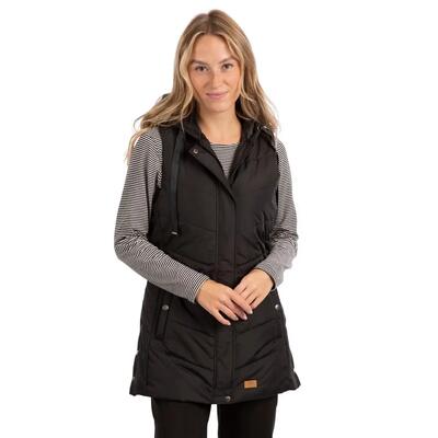 Dames juniper gewatteerd gilet (zwart)