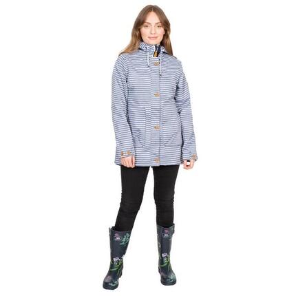 Regenjacke Offshore mit Kapuze, wasserfest Damen Marineblau gestreift