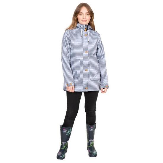 Regenjacke Offshore mit Kapuze, wasserfest Damen Marineblau gestreift