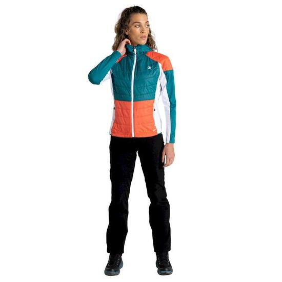 Culmination" Hybridjacke Wattiert für Damen Glücksgrün/Neon-Pfirsichfarben/Weiß