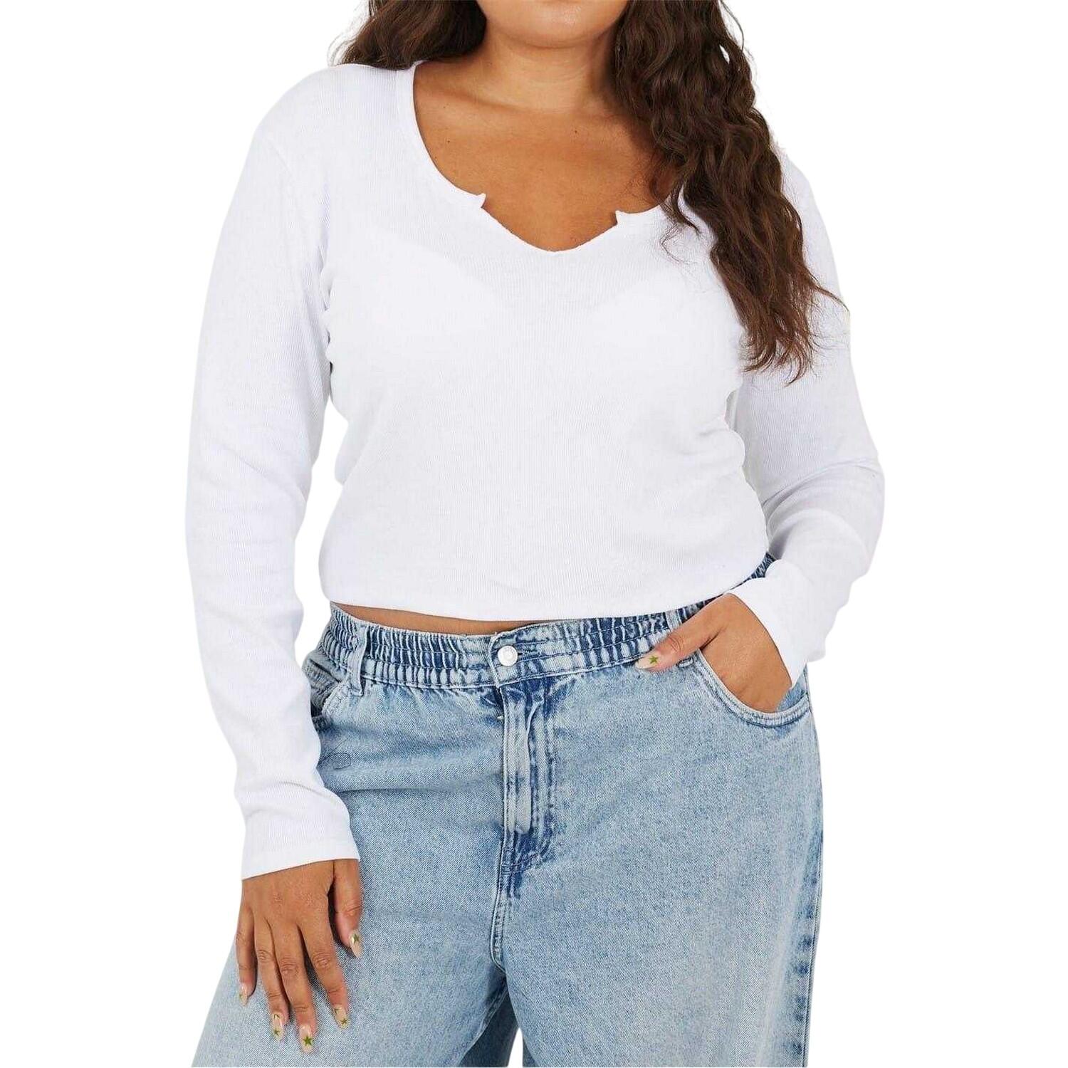 Brave Soul Womens/Ladies Notch Neck Long-Sleeved T-Shirt