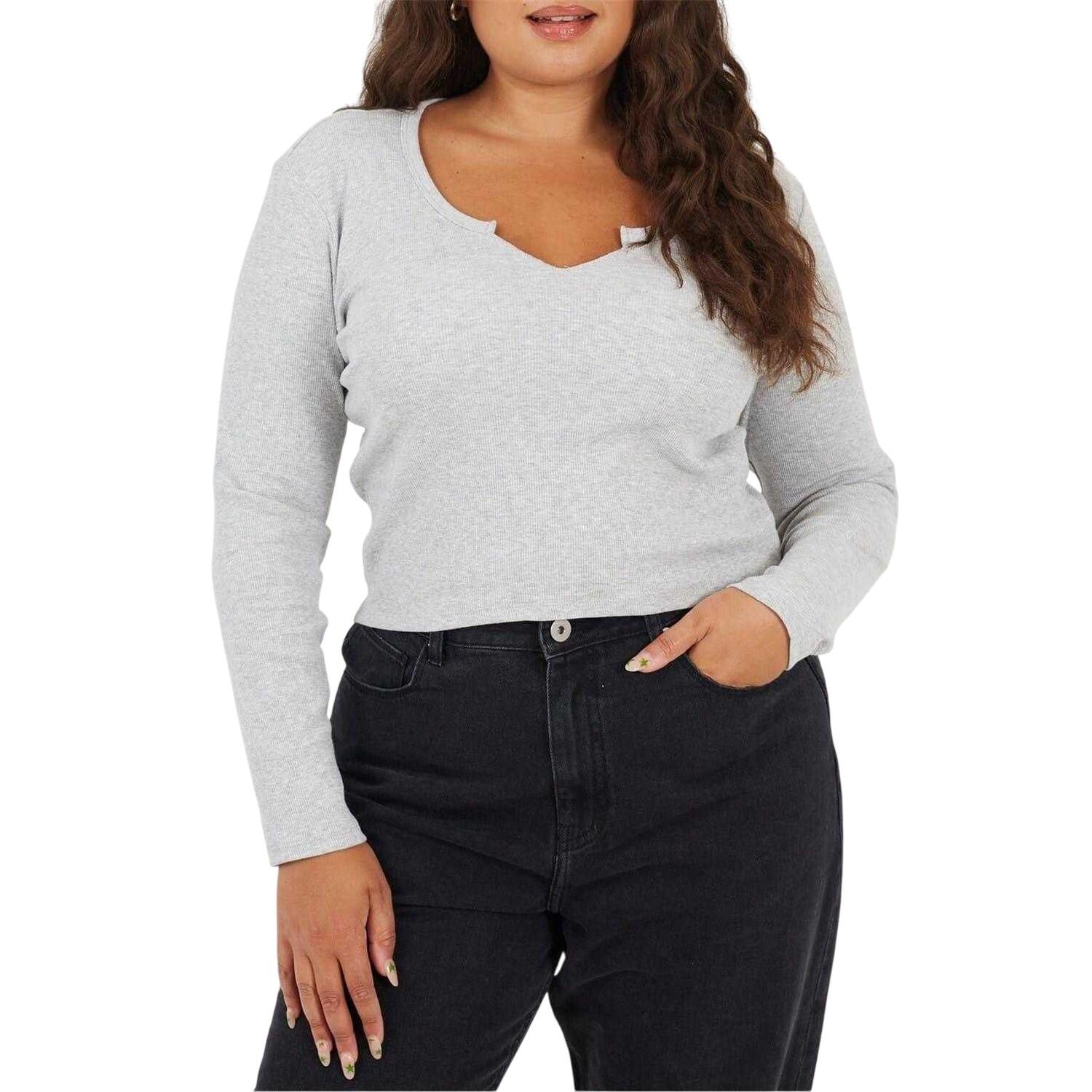 Brave Soul Womens/Ladies Notch Neck Long-Sleeved T-Shirt