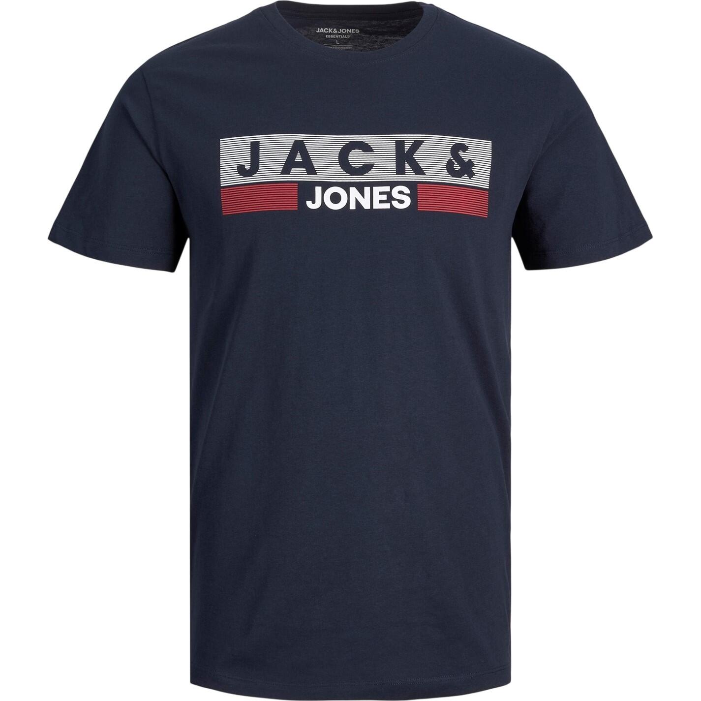 Jack And Jones Mens Logo Plus Short-Sleeved T-Shirt