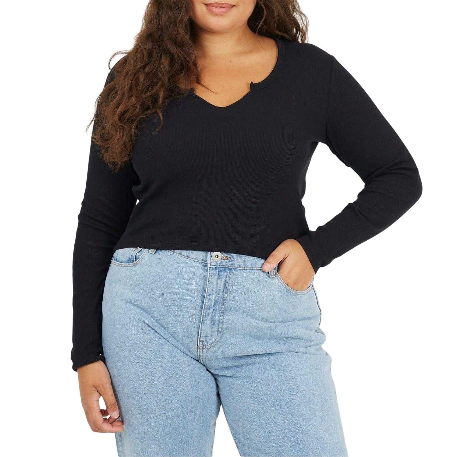 Brave Soul Womens/Ladies Notch Neck Long-Sleeved T-Shirt