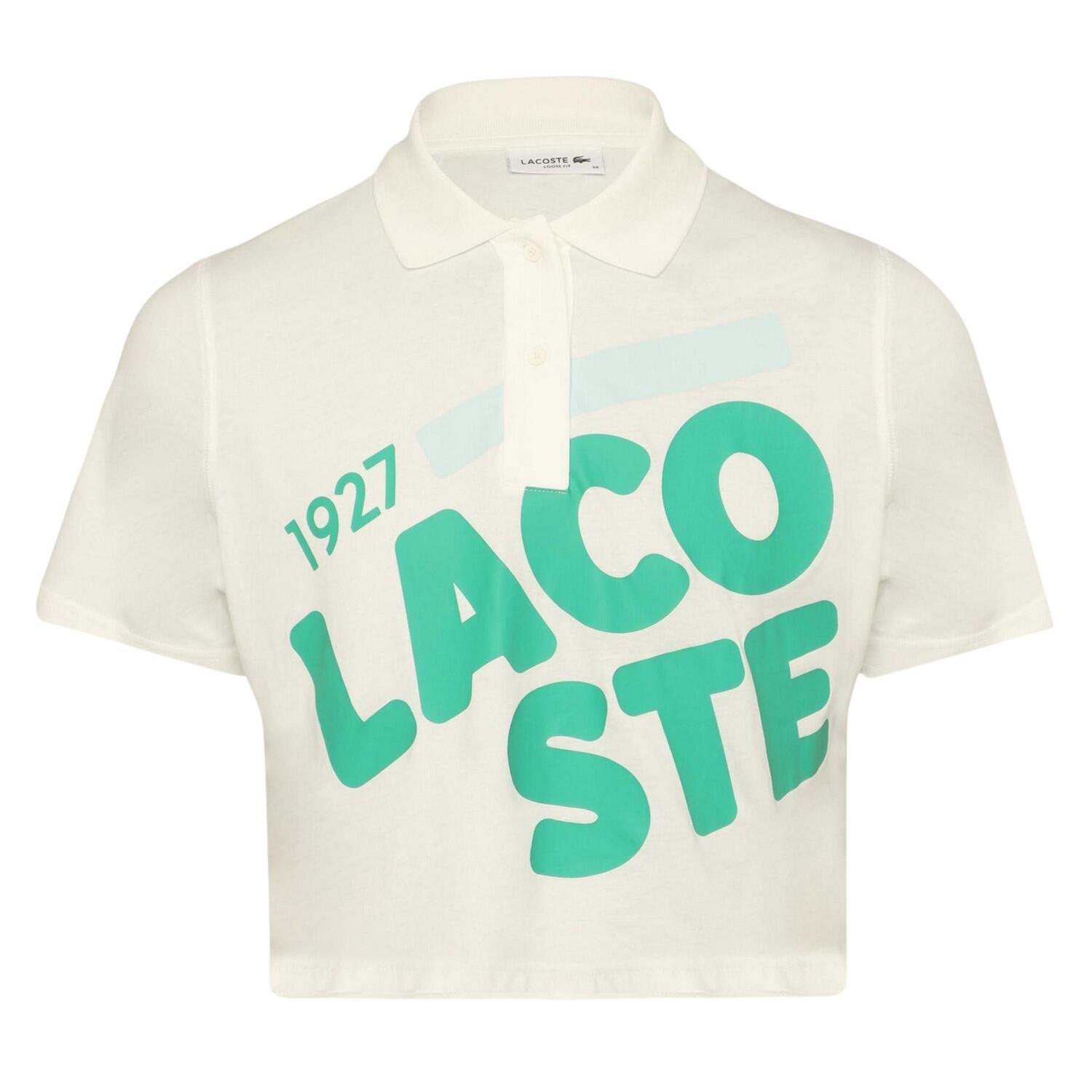 Kort poloshirt met opdruk voor dames (Wit) 2/3