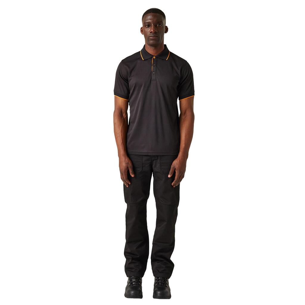 Mens Navigate ShortSleeved Polo Shirt (Black/Orange Pop)