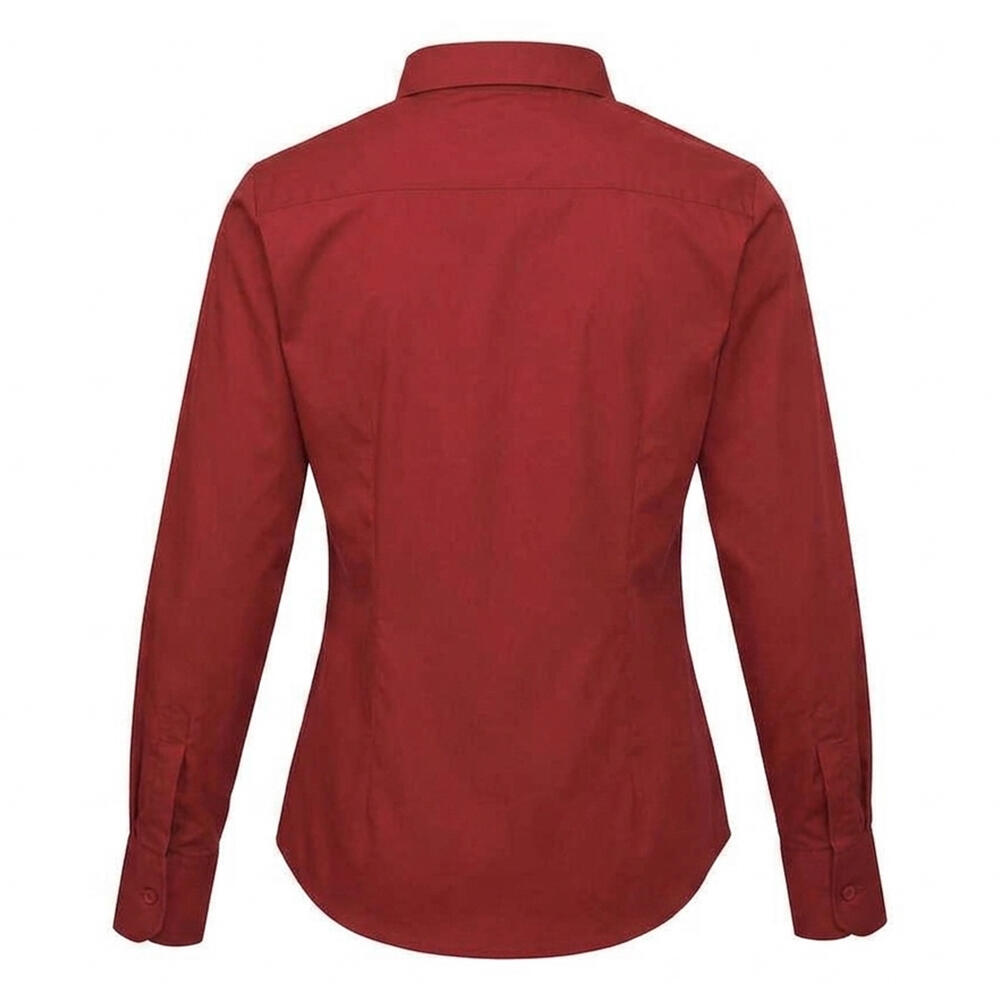 Dames Popeline Blouse met Lange Mouwen (Bourgondië) 2/3