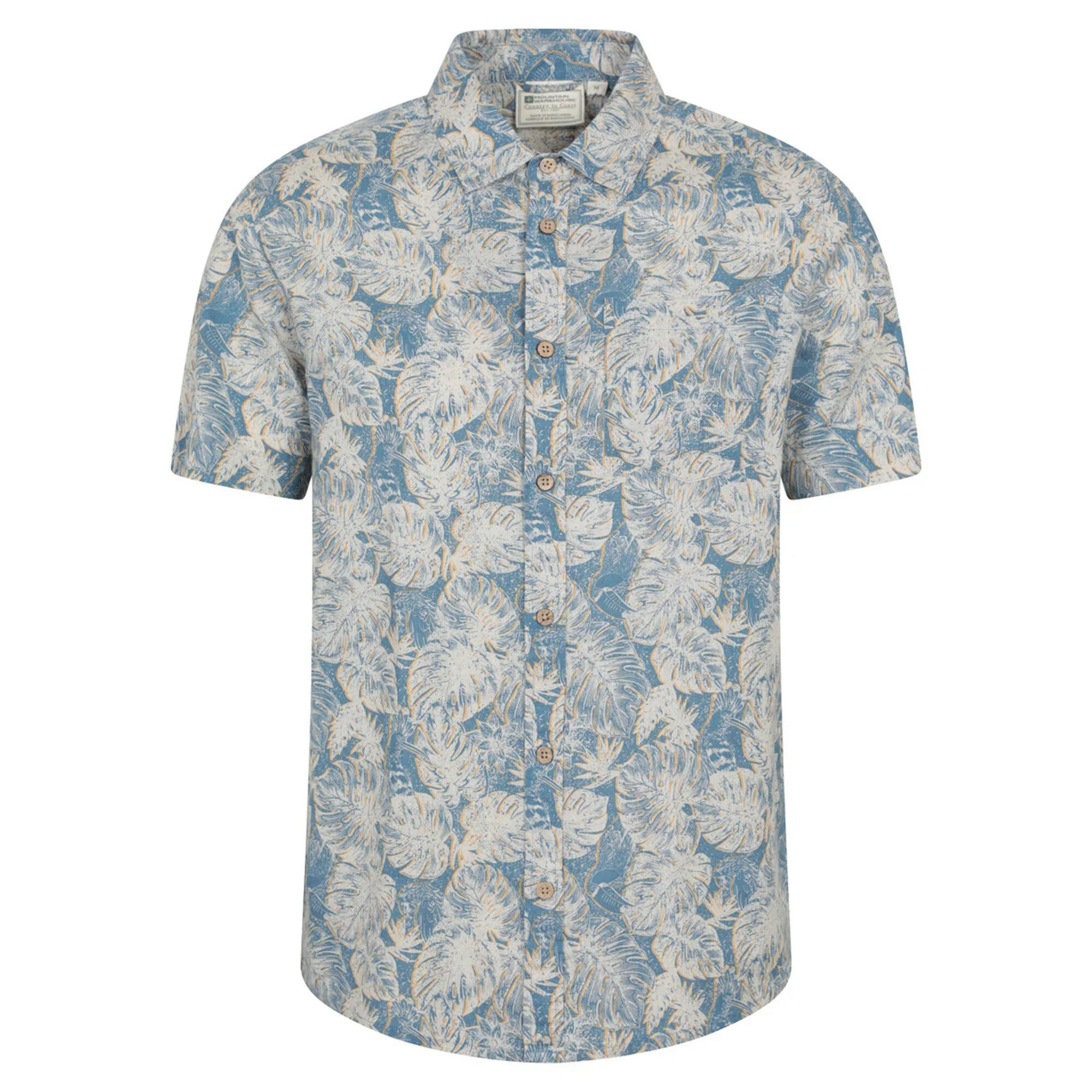Camicia Tropicale Maniche Corte Uomo Mountain Warehouse Blu Acceso 2/4