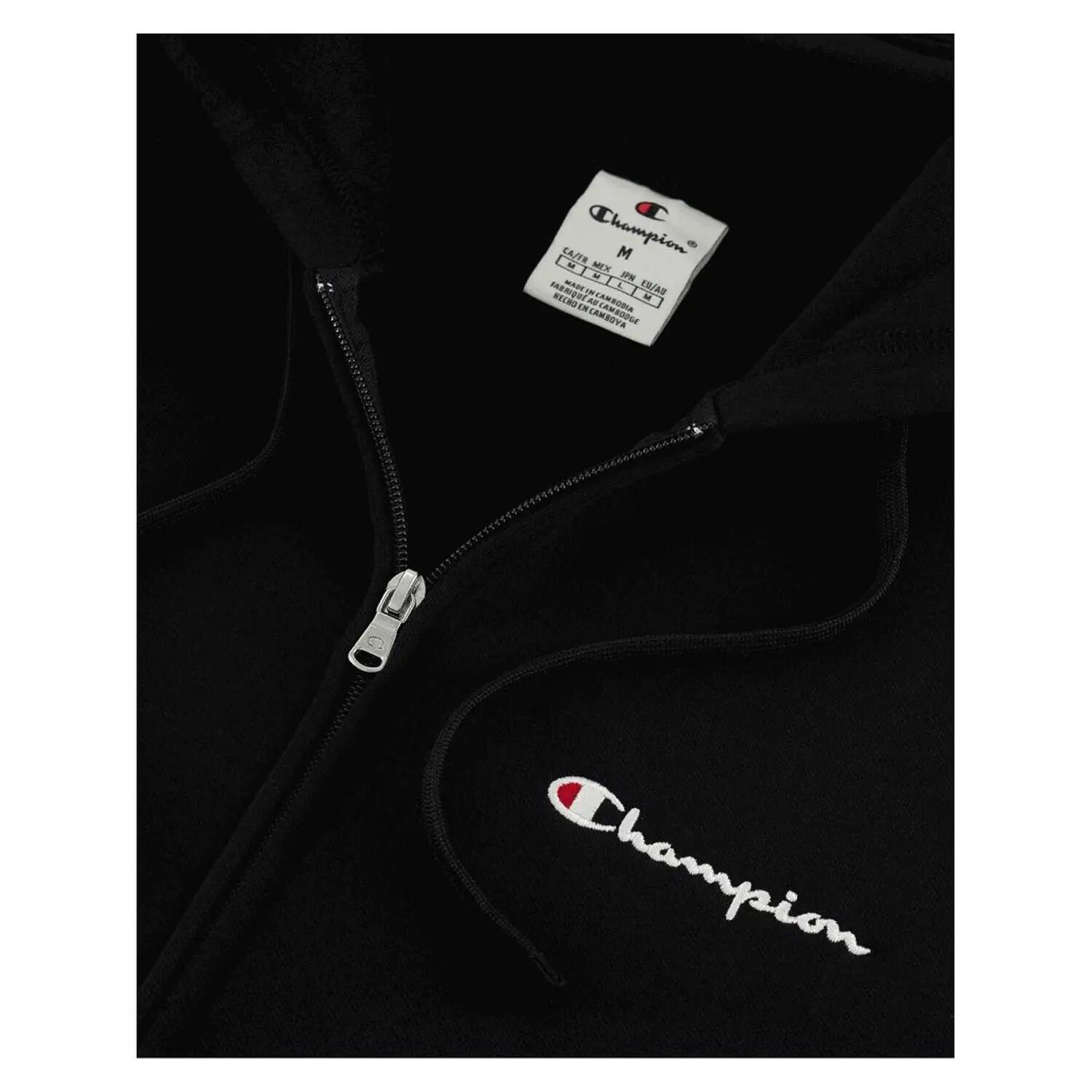 Felpa Con Cappuccio E Zip Intera Logo Sul Petto Uomo Champion Nero 4/4