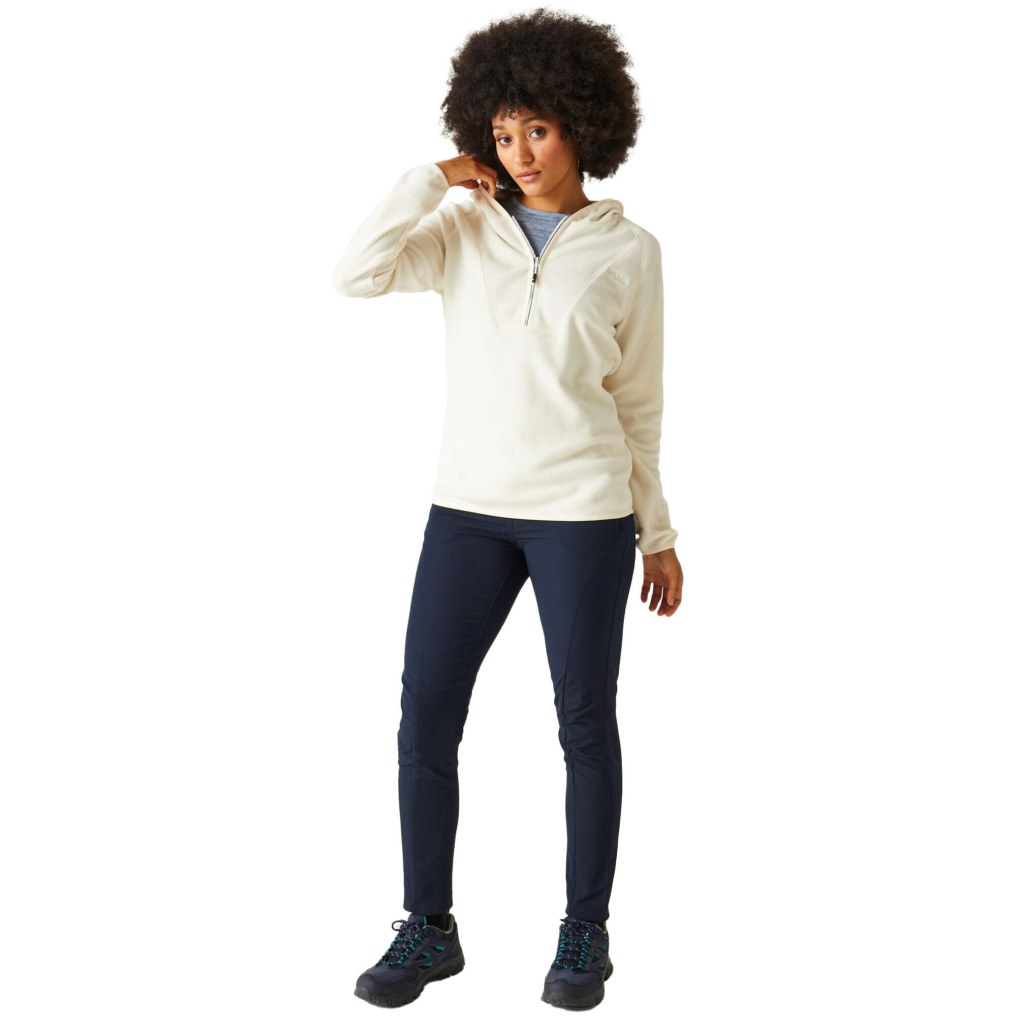 Womens/Ladies Warriewood Microfleece Half Zip Hoodie (Polar Bear) 1/7