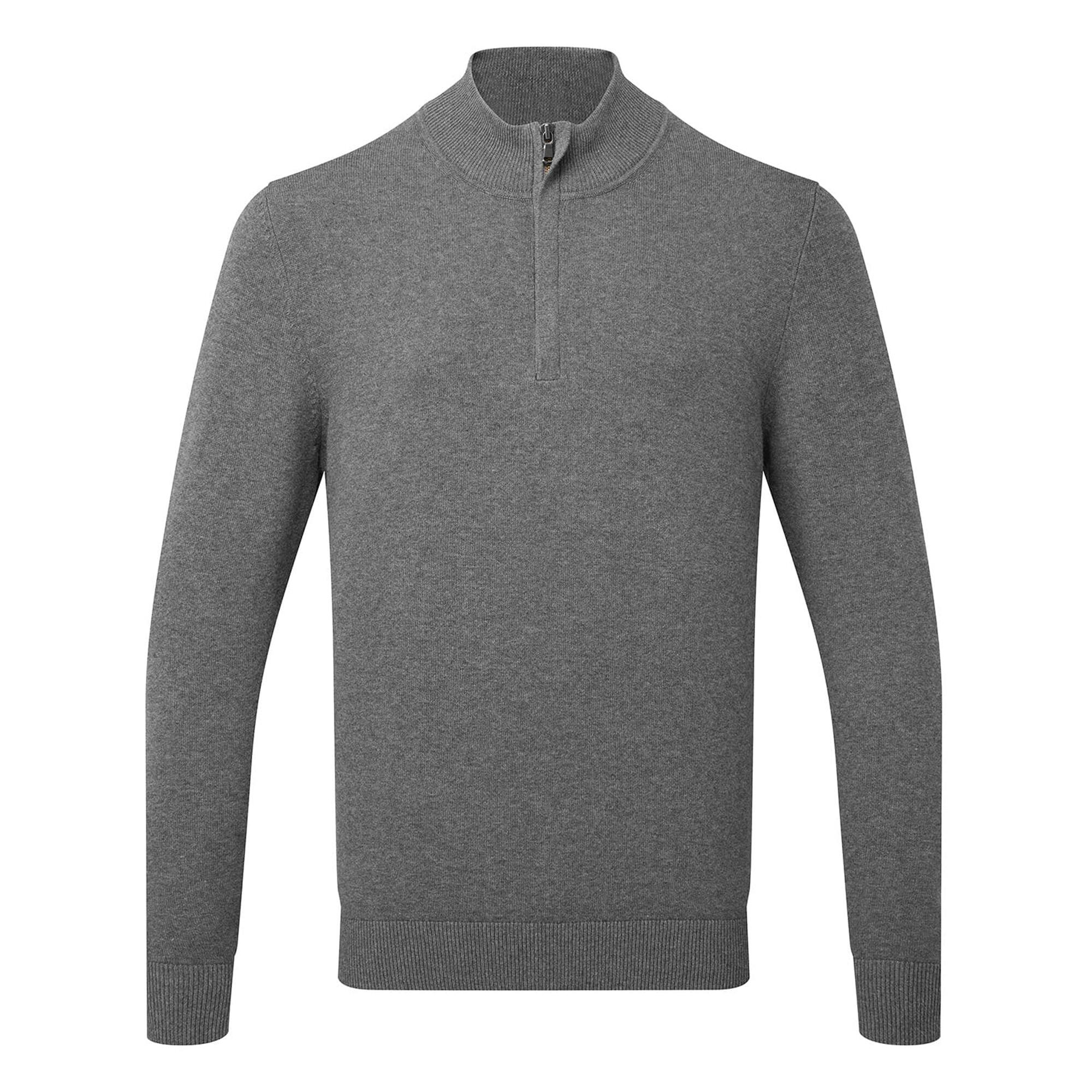 Mens Cotton Blend Zip Sweatshirt (Charcoal) 2/3