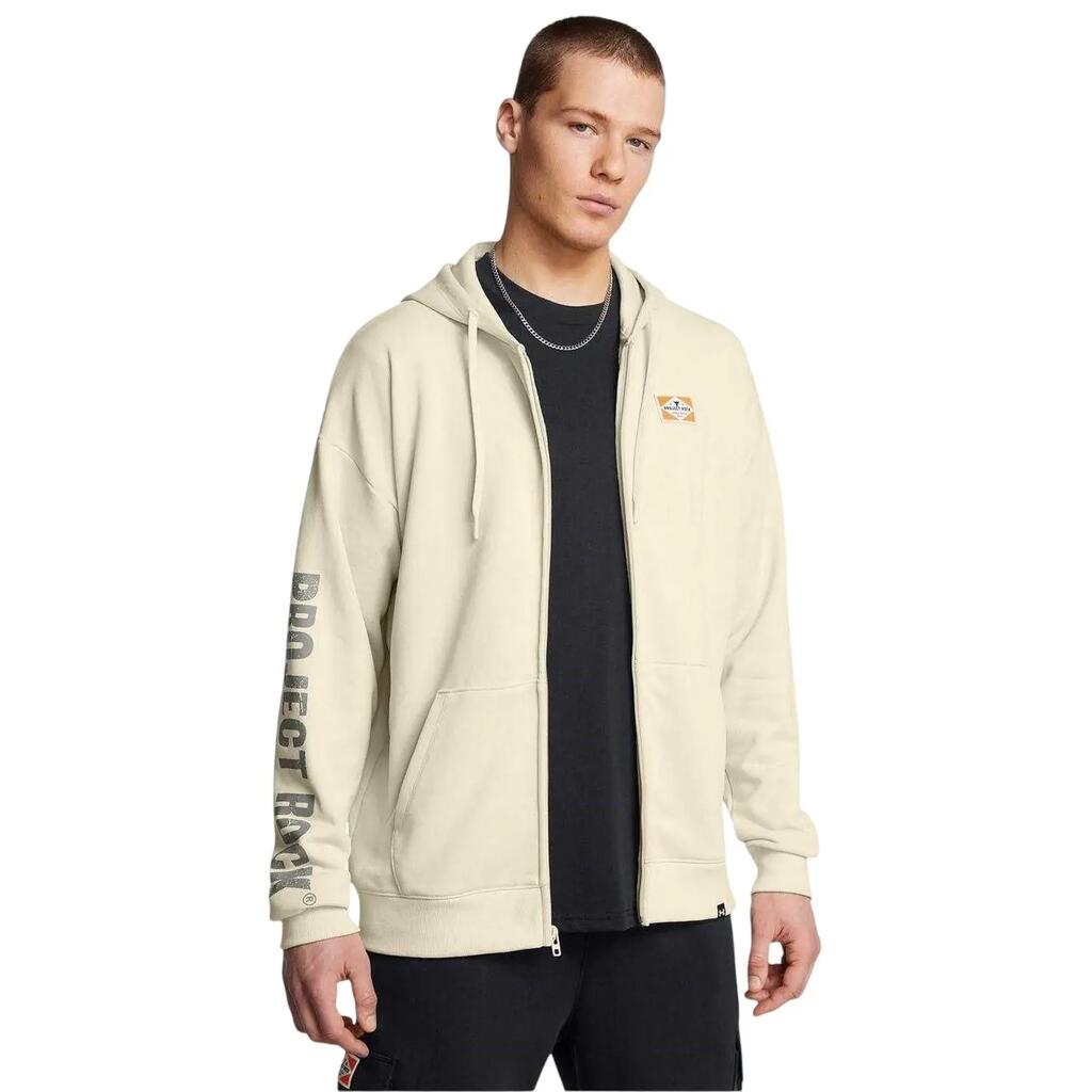 Mens Project Rock Graphic Print Relaxed Fit Full Zip Hoodie (Brown)