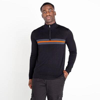 Heren unite us gebreide half rits sweatshirt (houtskool grijs/zwart)