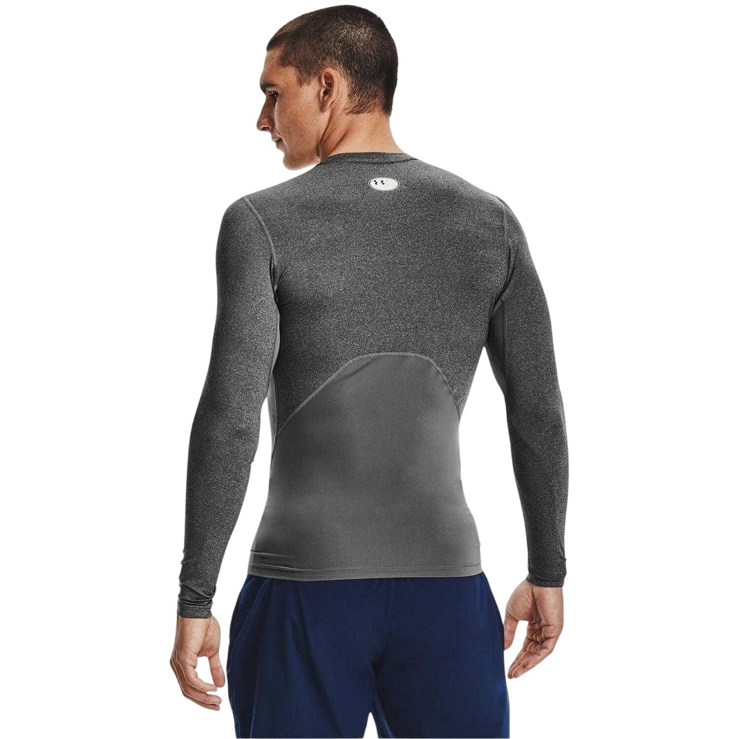 Mens HeatGear Base Layer Top (Carbon Heather) 3/7
