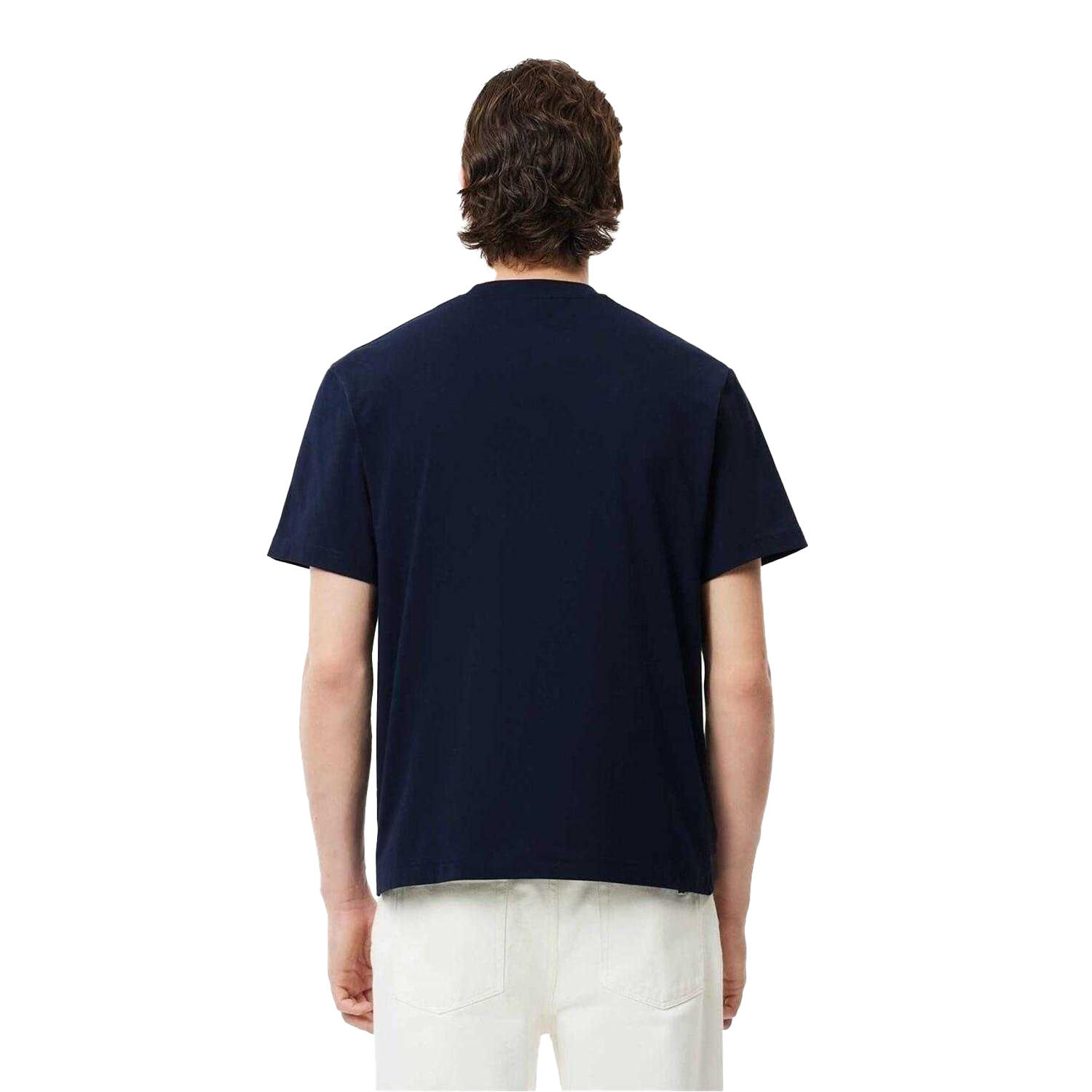 Maglietta Logo Ricamato Uomo Lacoste Blu Navy 3/6