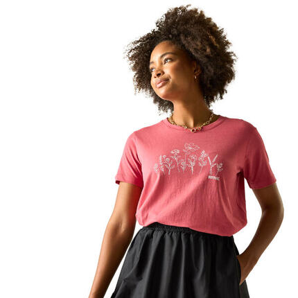 Tshirt Manches Courtes Motif/style Floral FILANDRA Femme (Rose Rouge Floral)