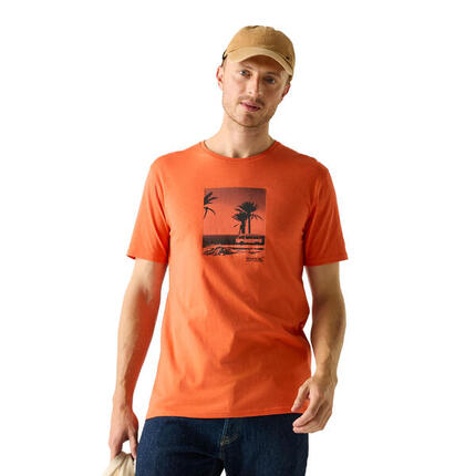 Tshirt Manches Courtes Motif/style Plage CLINE Homme (Orange Imprimé Graphique)