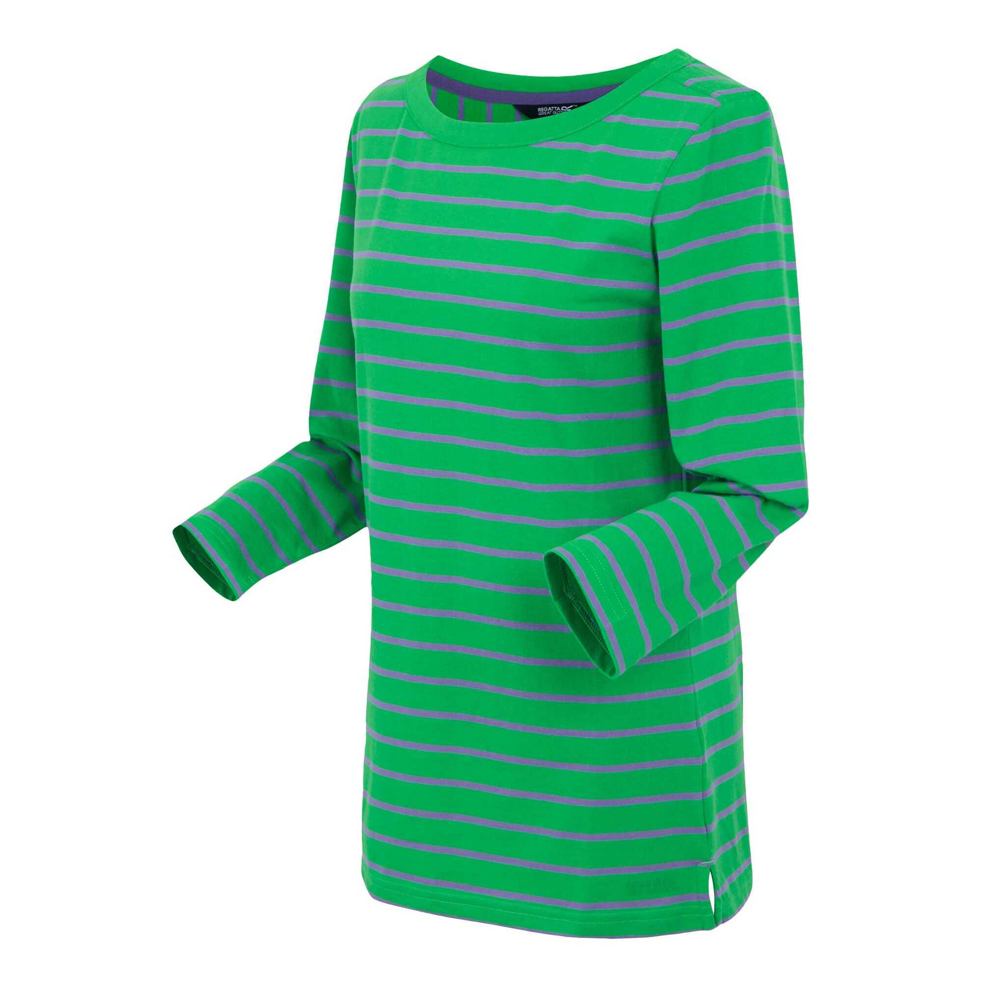 Tshirt Manches ¾ Motif/style À Rayures BAYLETTE Femme (Vert À Rayures) 4/5