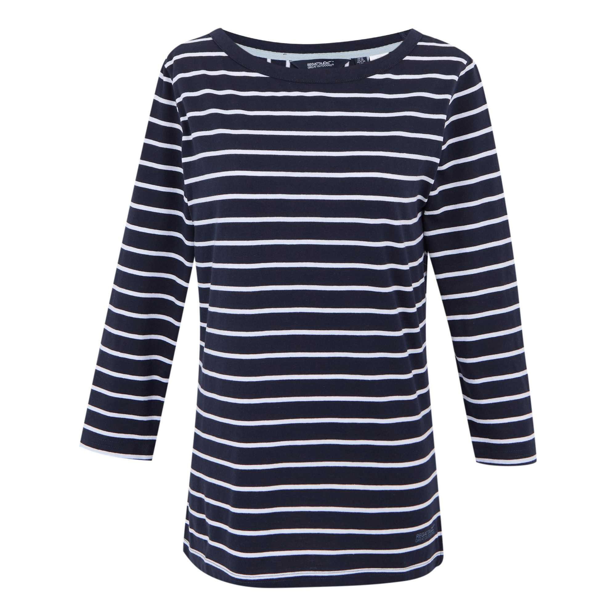 Dames Baylette II Gestreept Tshirt (Marine, Wit) 2/5
