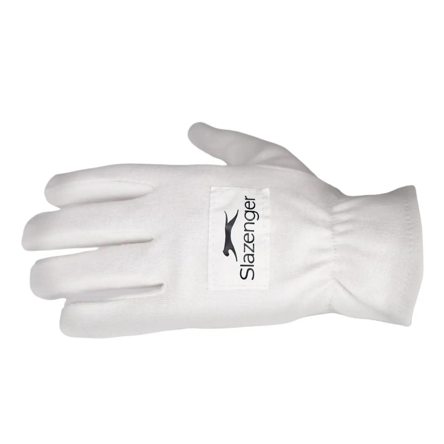 Bambini Cotone Logo Cricket Guanto Slazenger Bianco 3/4