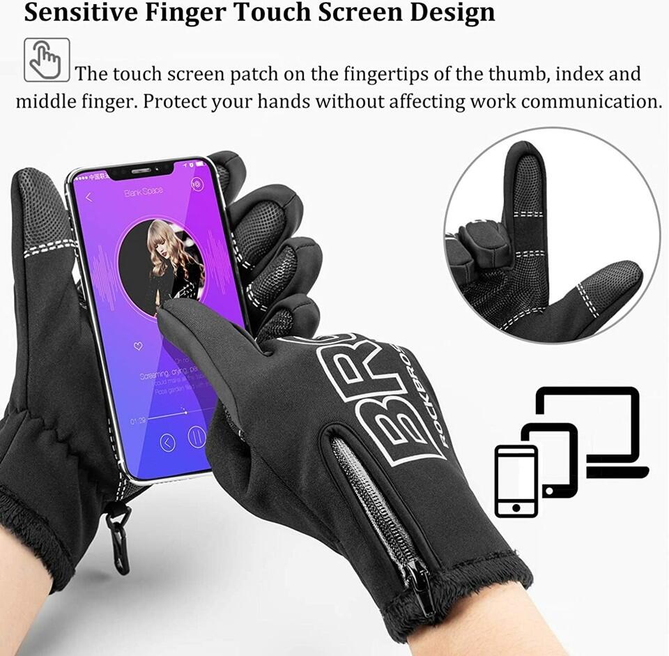 ROCKBROS Vollfinger Handschuhe Fahrradhandschuhe Winter Warm Touchscreen 3/6