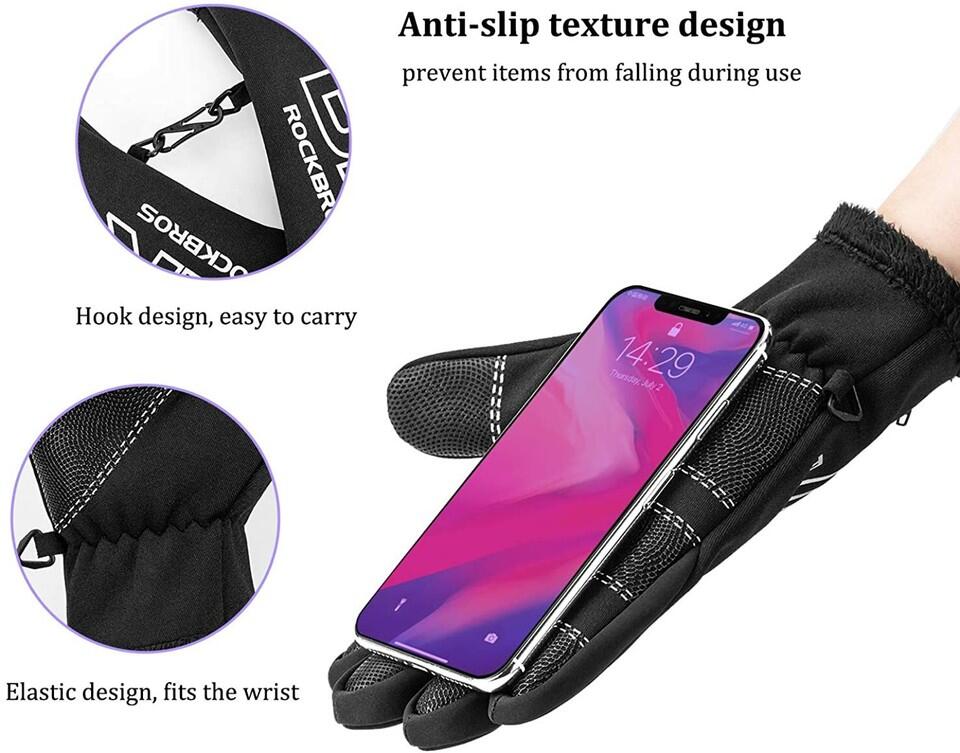 ROCKBROS Vollfinger Handschuhe Fahrradhandschuhe Winter Warm Touchscreen 2/6