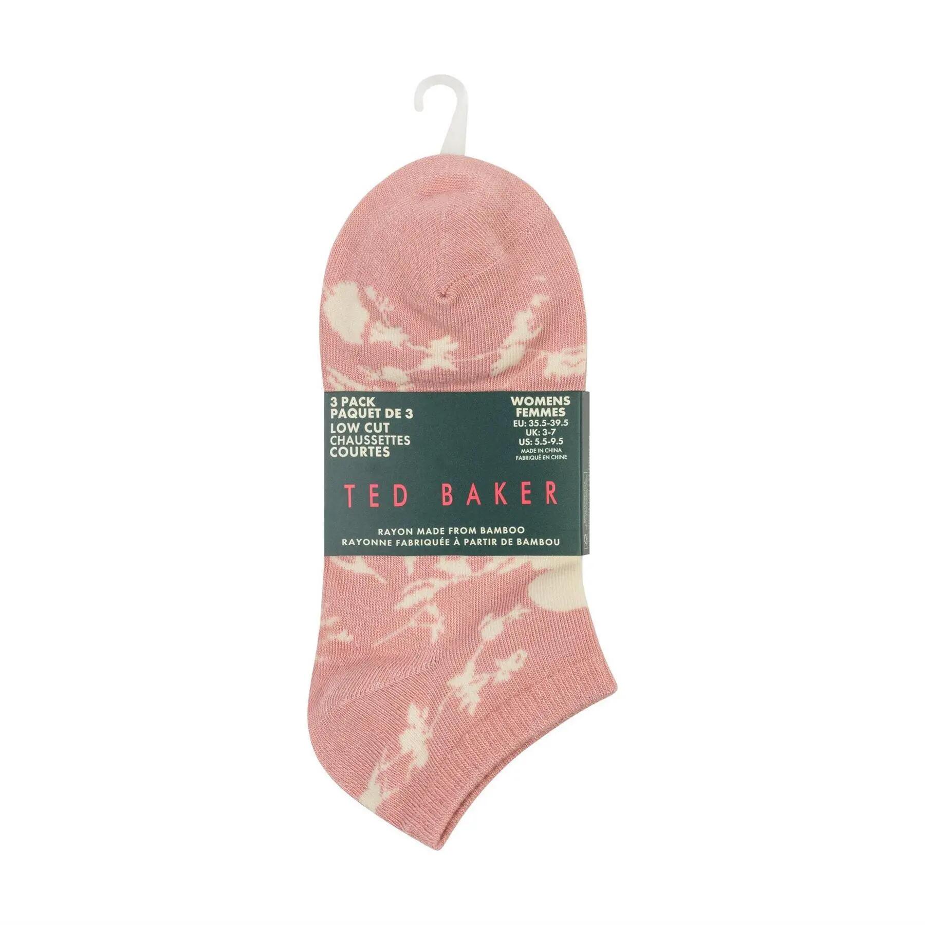 Womens/Ladies Bamboo Trainer Socks (Pack of 3) (Pink) 2/2