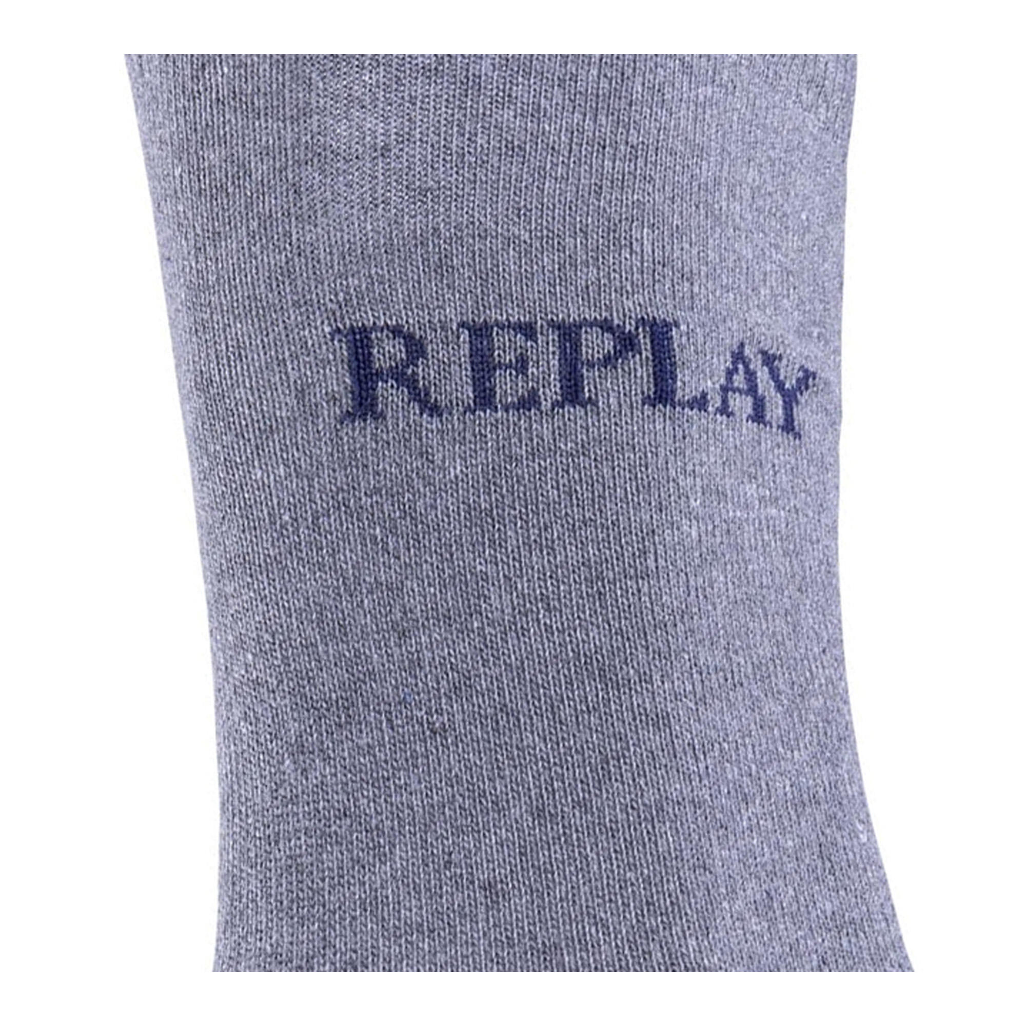 Chaussettes Motif/style Logo Adulte (Gris Chiné / Bleu Foncé) 4/4