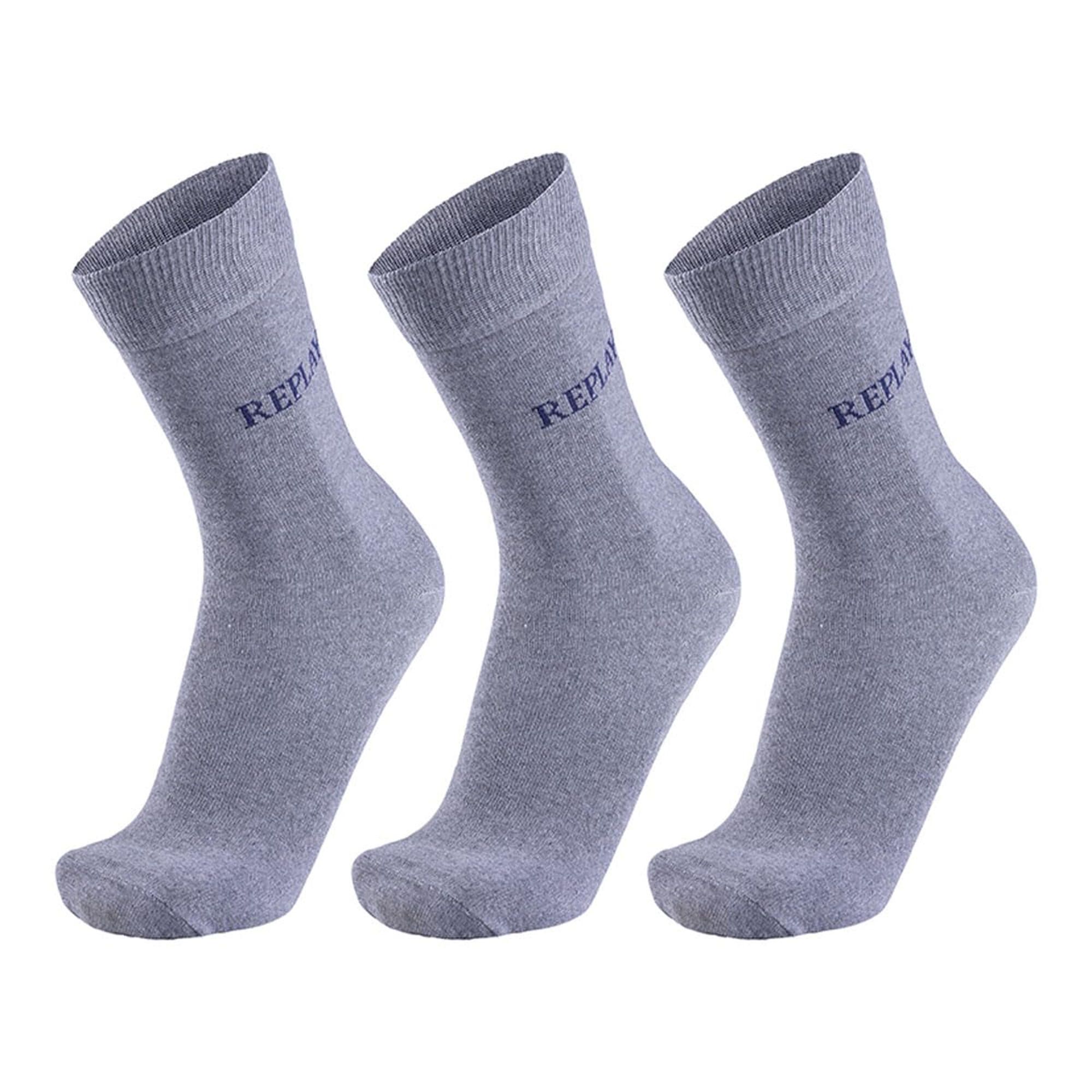 Chaussettes Motif/style Logo Adulte (Gris Chiné / Bleu Foncé) 3/4