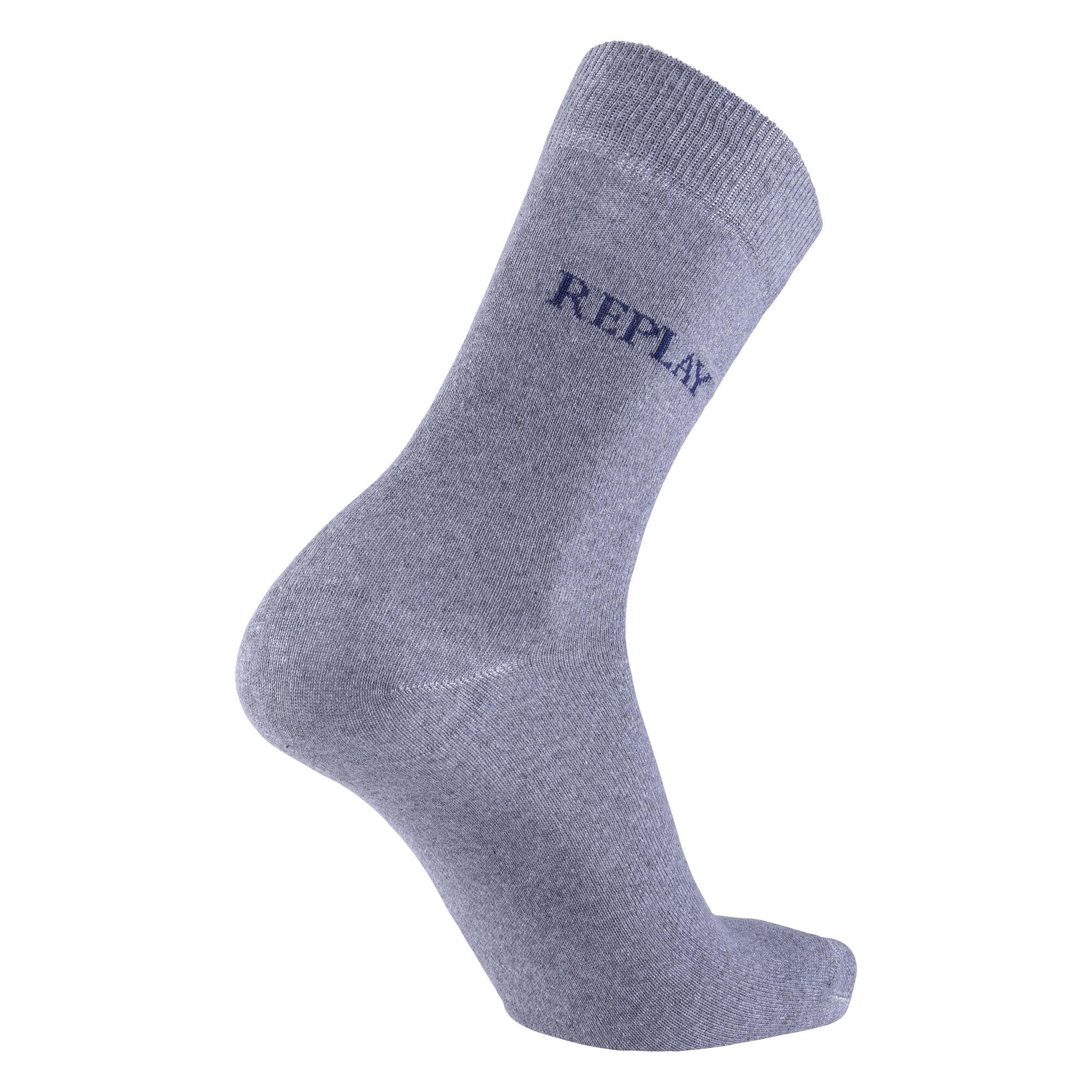 Chaussettes Motif/style Logo Adulte (Gris Chiné / Bleu Foncé) 2/4