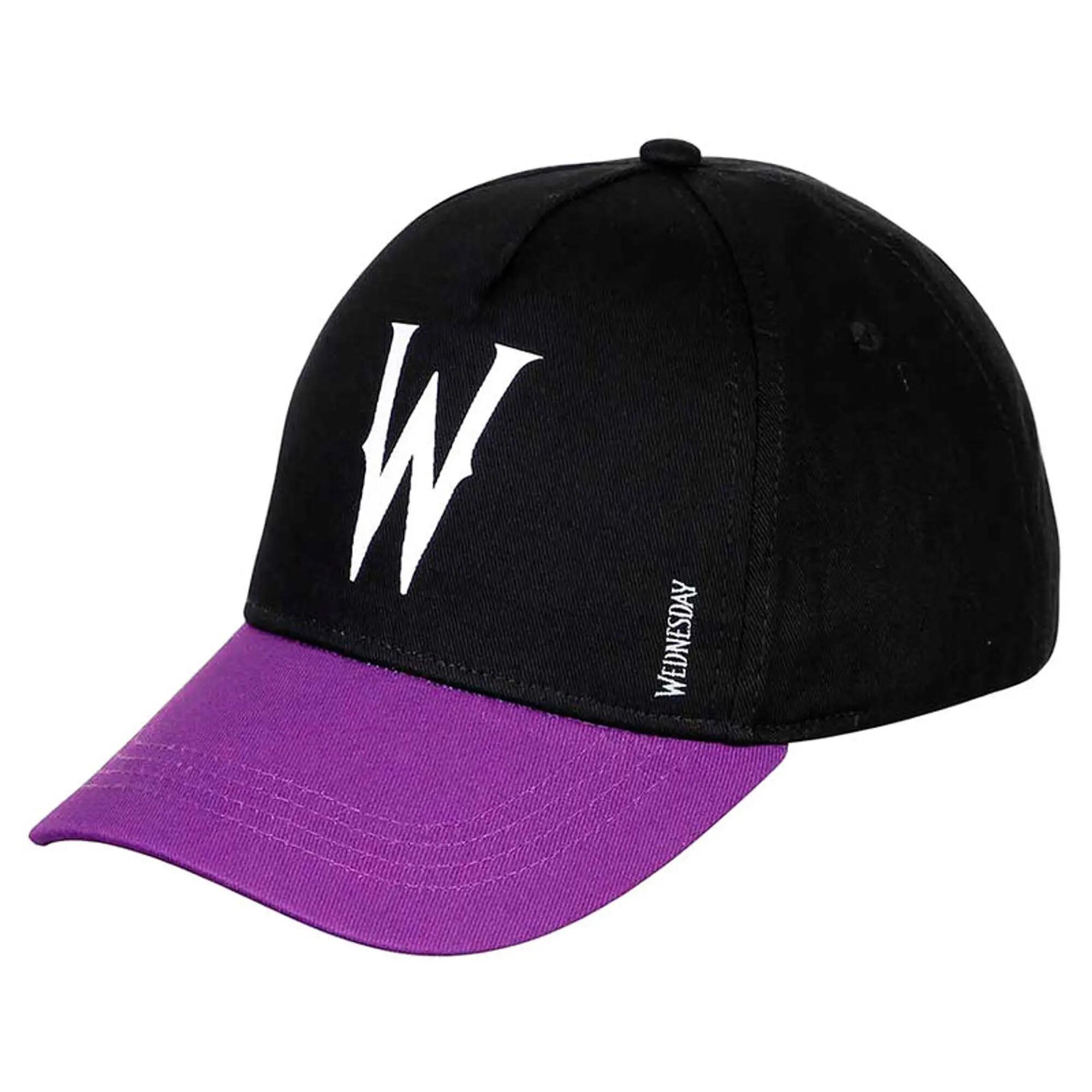 Cappellino Bambini Wednesday con Visiera Curva e Logo W Bordado Negra e Morada 2/3