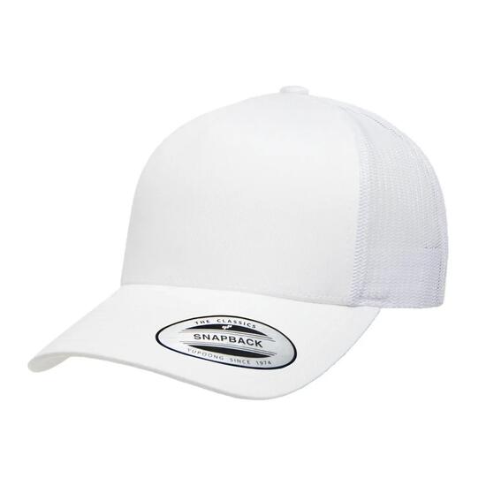 YP Klassiekers Retro 5 Paneel Trucker Cap (Wit)