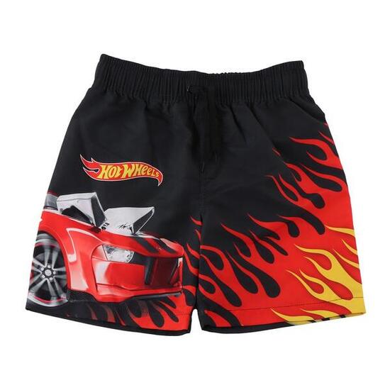 Short de bain Hot Wheels pour enfants en polyester avec flammes noires