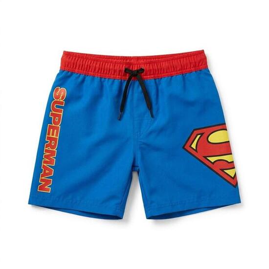 Short de bain Superman pour garçon, bleu, avec taille élastique et cordon de