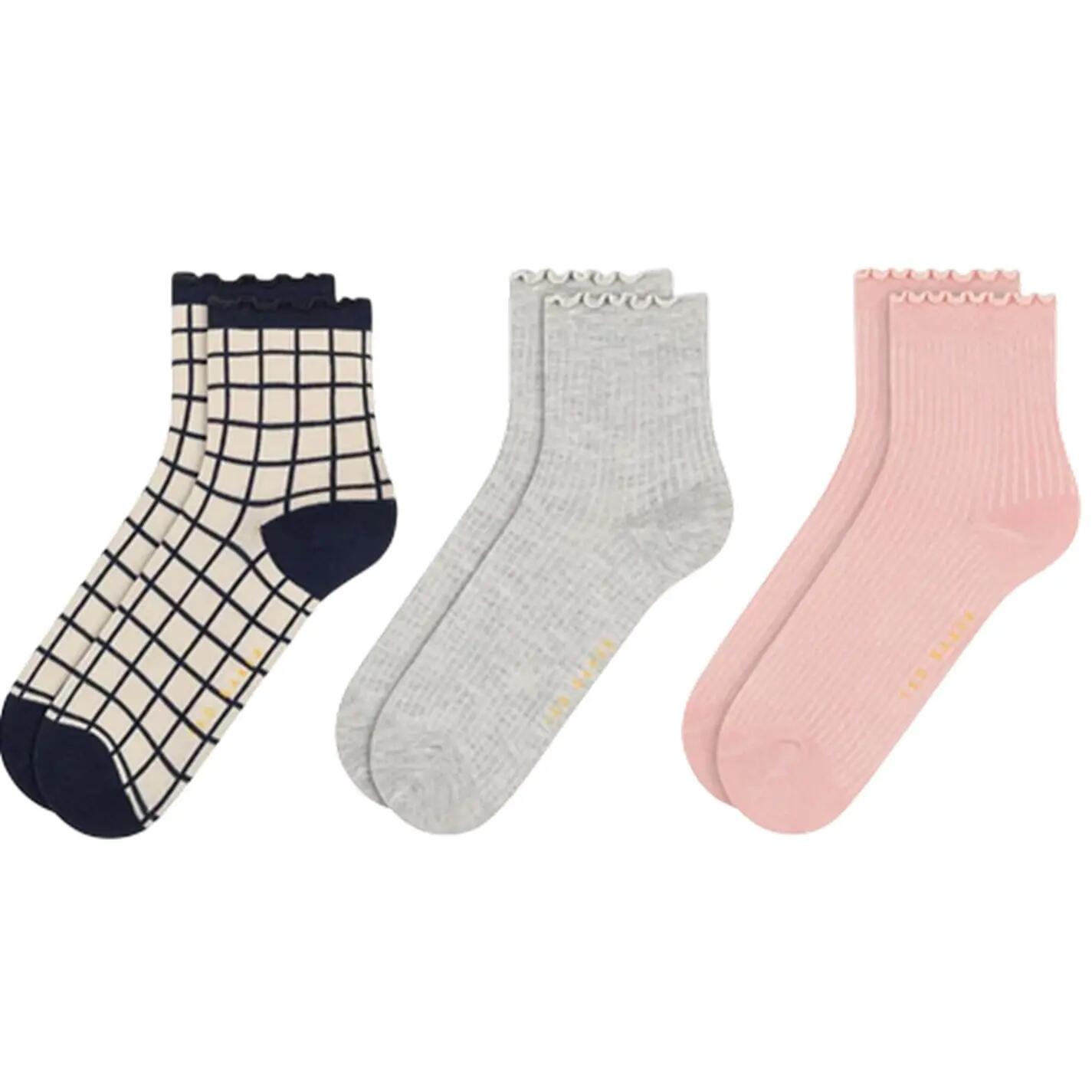 Lot De 3 Socquettes Motif/style Volanté Femme (Multicolore) 2/2