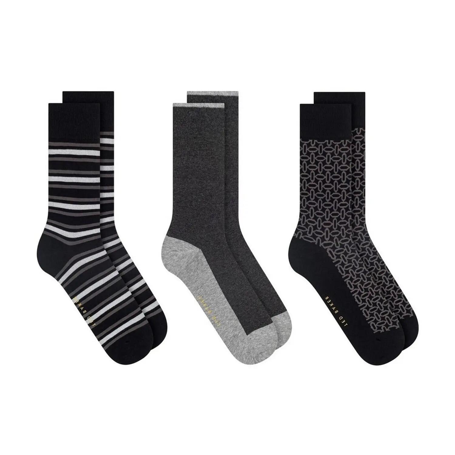 Mens Cotton Blend Crew Socks (Pack of 3) (Black) 4/4