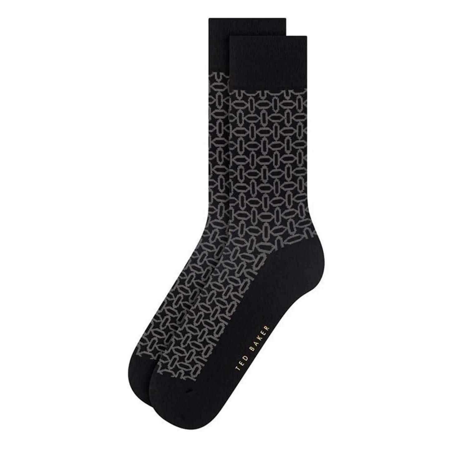 Mens Cotton Blend Crew Socks (Pack of 3) (Black) 3/4