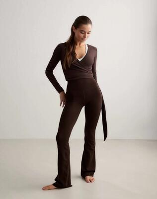 Dames legging uitlopend hoge taille lang grijs