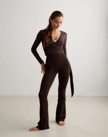 Femme Legging Évasé Taille Haute Grande Longueur Sense Marron